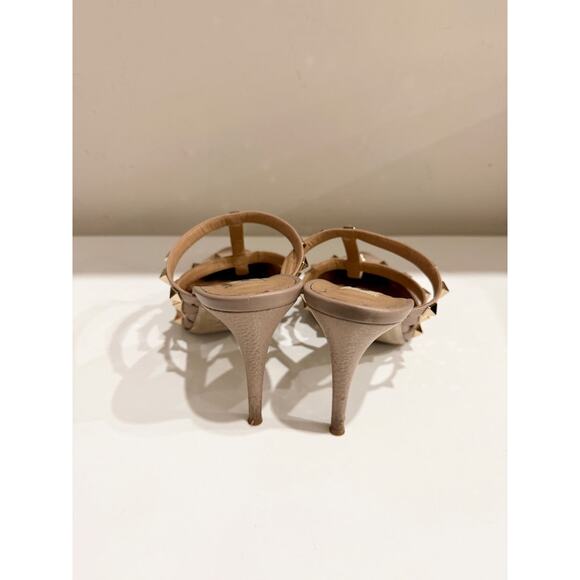 Valentino Garavani Rockstud Pebble Leather Pointed Toe Heeled Pumps Beige 39.5 - Picture 4 of 6